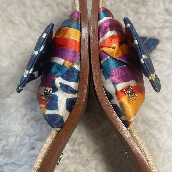 Sam Edelman Darcie multicolor satin fabric slip on Kitten-Heel Sandals SZ9M - Picture 8 of 11